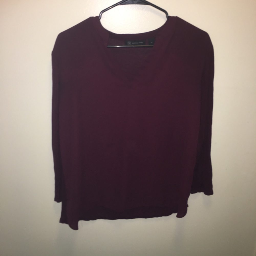 Burgundy Satin Sleeve Top